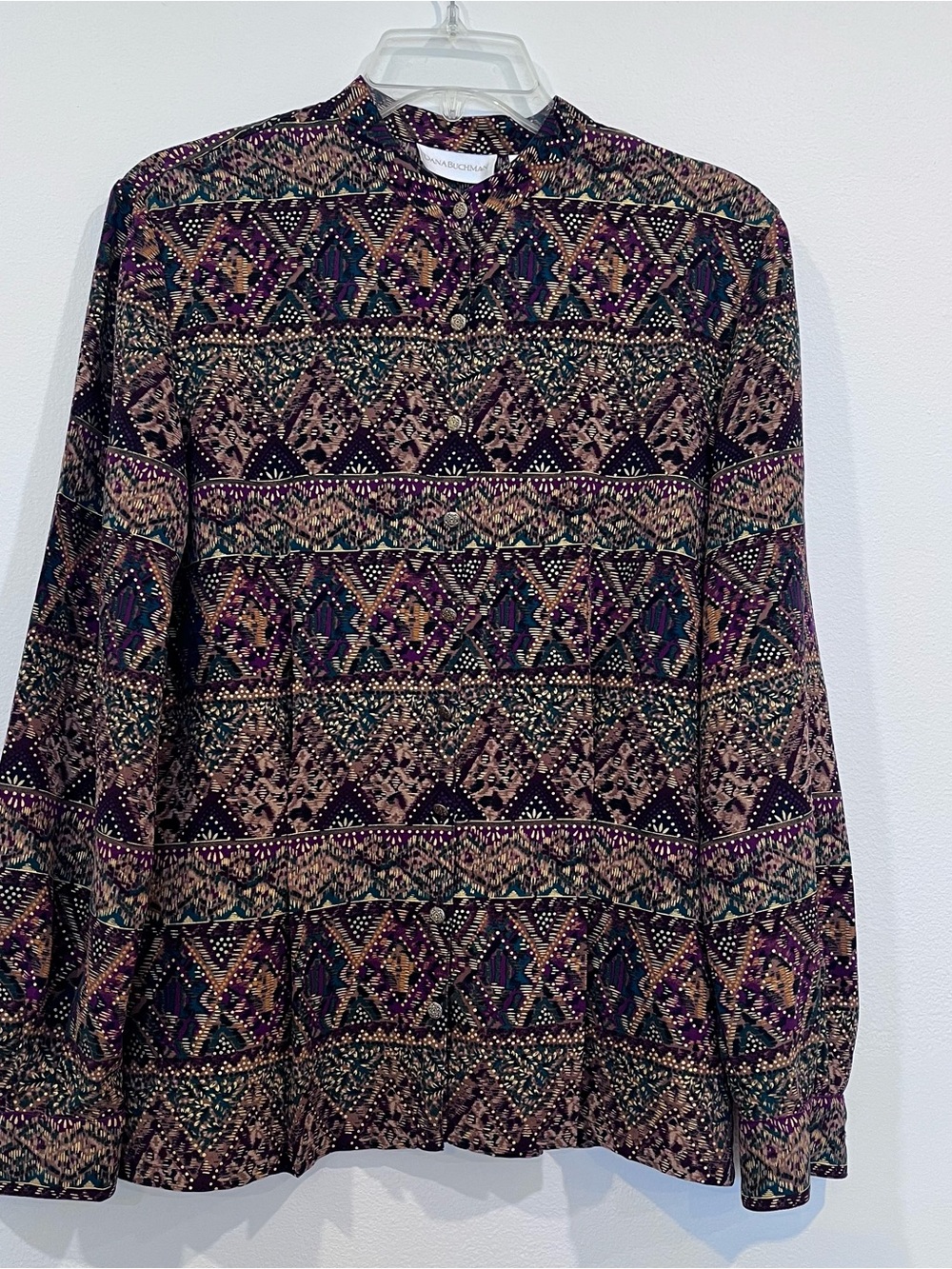 Dana Buchman Silk Multicolor Long-Sleeve Botton up Shirt Size 6 - Picture 9 of 11